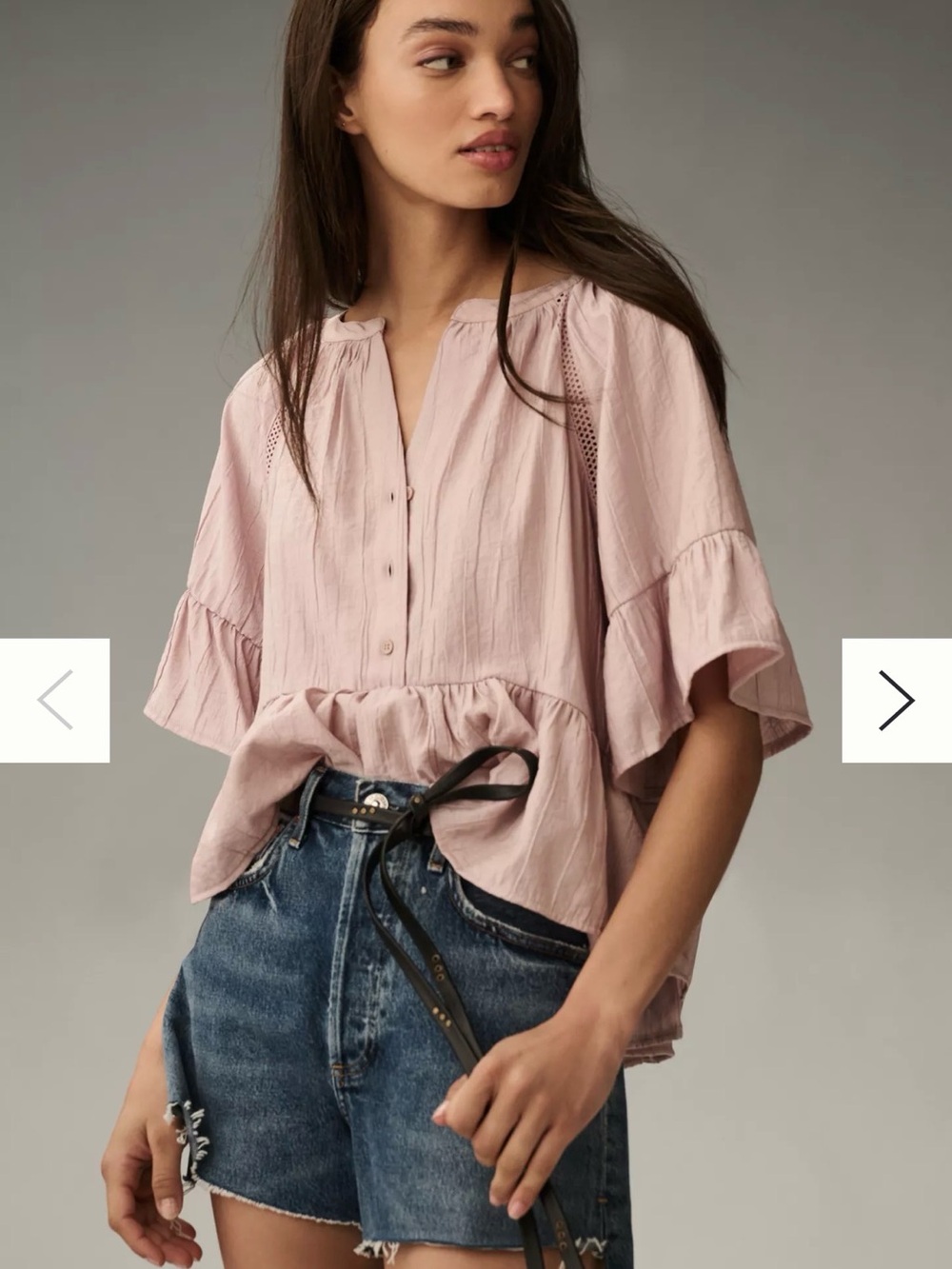 NWT Anthropologie Short-Sleeve Peplum Swing Top Mauve Pink XS Boho Blouse